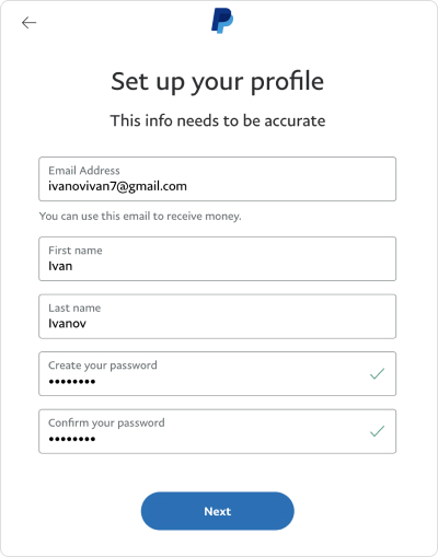Заповніть латинськими символами поля форми: ім’я, прізвище, дата народження, адреса, громадянство, номер телефону. Також ознайомтеся з умовами угоди з користувачами й політикою конфіденційності.