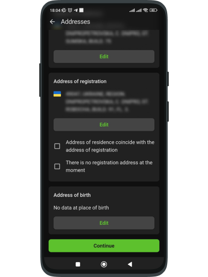 Fill in your registration and/or residence address.