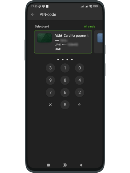 Confirm the operation by entering the PIN code of your card.