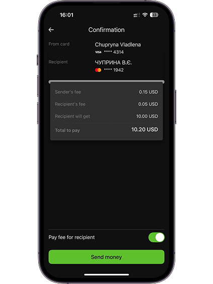 Click the “Send money” button.