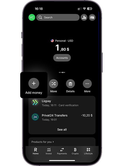 Click the “Add money” button.