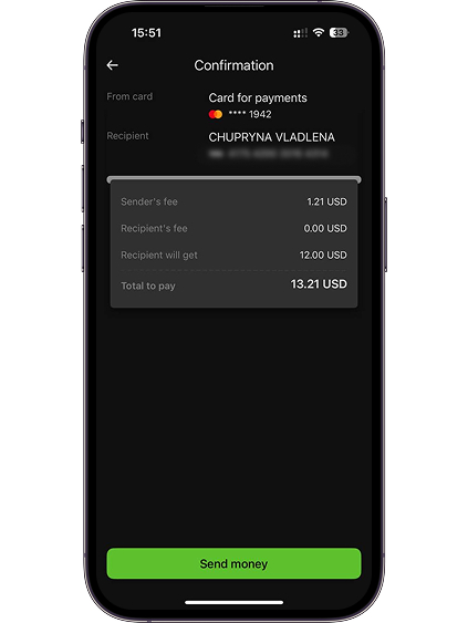 Click the “Send money” button.