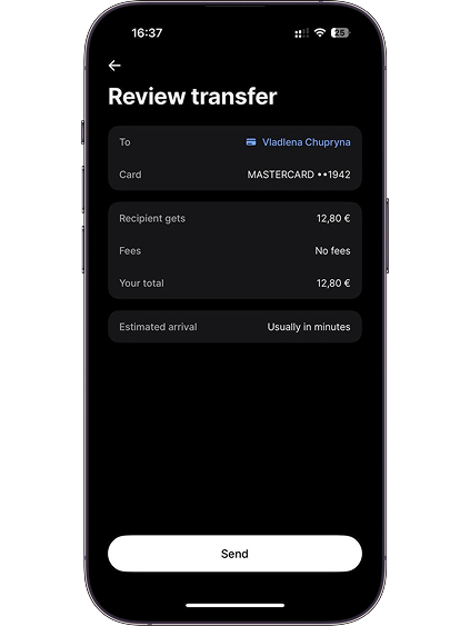 Check the filled in details and click the “Send” button.
