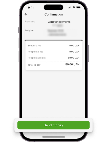 Click “Send money” and the transfer has been sent.
