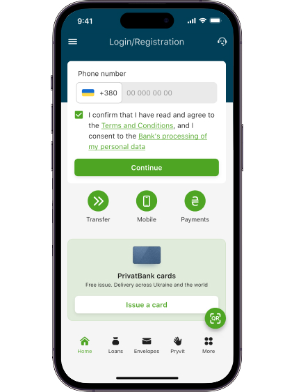 Go to the Privat24 application.