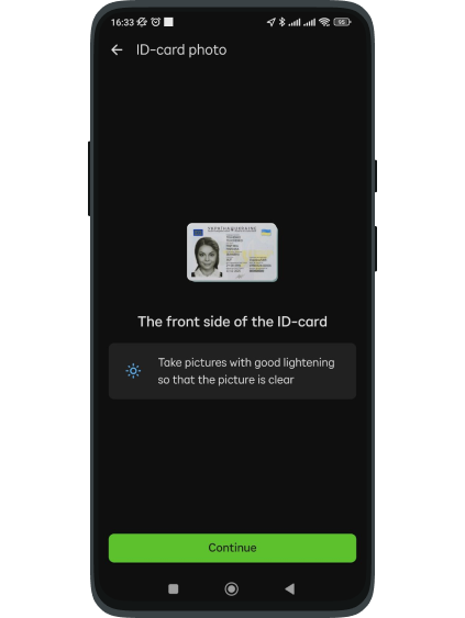 Take a photo of your document if not using the Diia app.  <br> <br>• Take the photo in good lighting to ensure it is clear and free of glare on the document's text.<br> <br>       • Make sure the entire document is in the frame, with no edges cut off.<br> <br> • Take a photo of the original only. For the Privat24 web version, upload the file with the photo of the original document.
